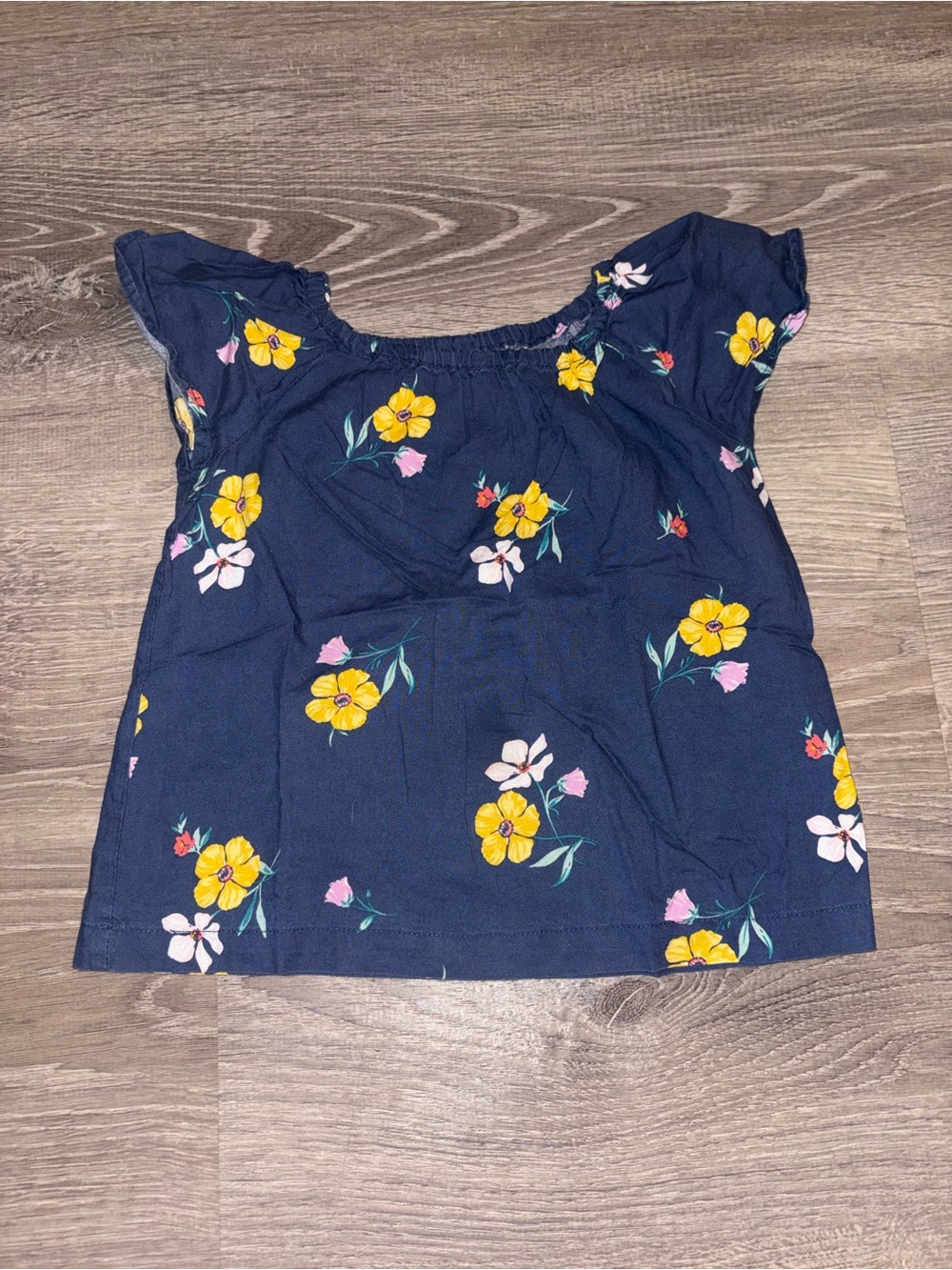 Carter's Navy Floral Cap Sleeve Top with Yellow & Pink Flowers